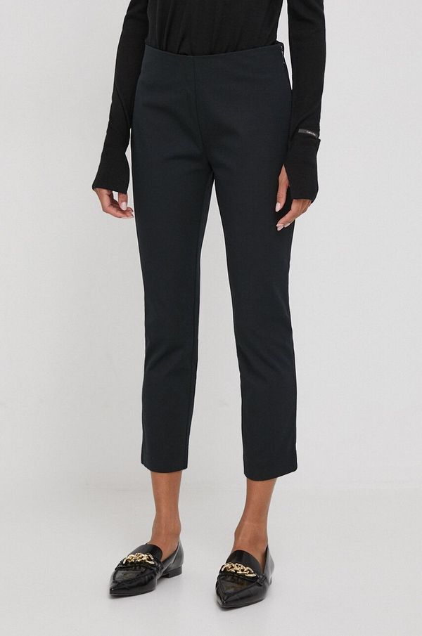 Lauren Ralph Lauren Hlače Lauren Ralph Lauren za žene, boja: crna, uski kroj, visoki struk