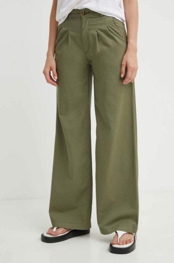 Levi's Hlače Levi's PLEATED WIDELEG za žene, boja: zelena, široke, visoki struk