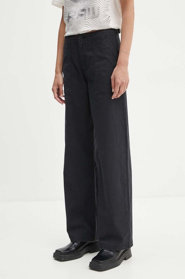 Levi's Hlače Levi's za žene, boja: crna, široke, visoki struk, SURPLUS STRAIGHT