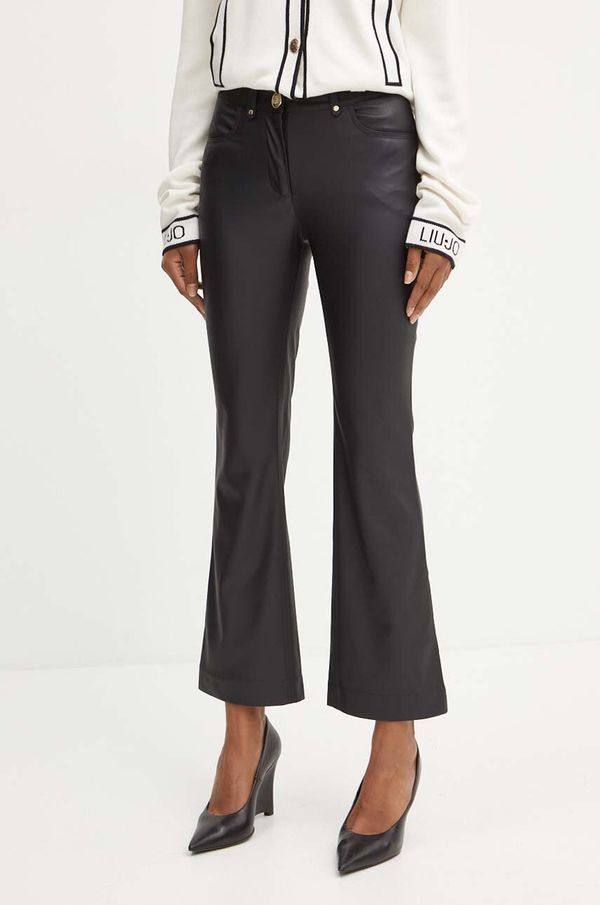 Marciano Guess Hlače Marciano Guess RAMONA za žene, boja: crna, trapez, visoki struk, 4YGB01 7114A