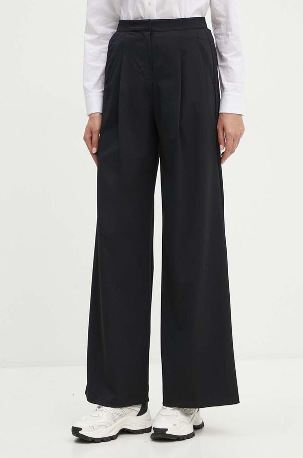 Max Mara Leisure Hlače Max Mara Leisure za žene, boja: crna, široke, visoki struk, 2426786017600