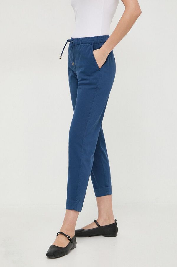 Max Mara Leisure Hlače Max Mara Leisure za žene, boja: tamno plava, ravni kroj, visoki struk