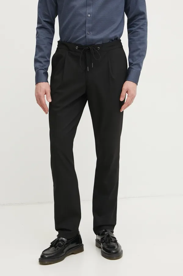 Michael Kors Hlače Michael Kors za muškarce, boja: crna, chinos kroj, CF4303TENP