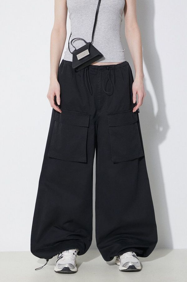 MM6 Maison Margiela Hlače MM6 Maison Margiela za žene, boja: crna, široke, visoki struk, S52KA0478
