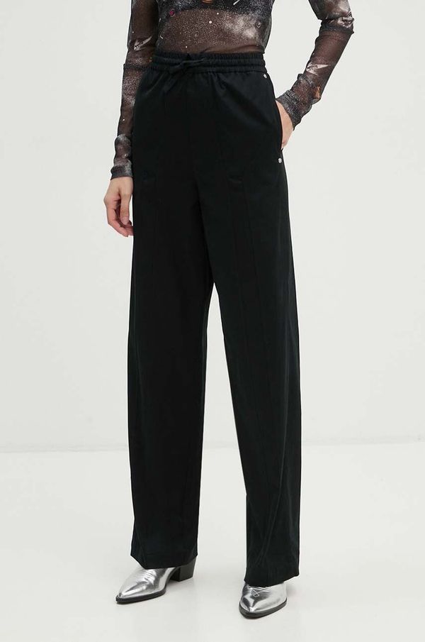 Moschino Jeans Hlače Moschino Jeans za žene, boja: crna, ravni kroj, visoki struk, A0324 8724