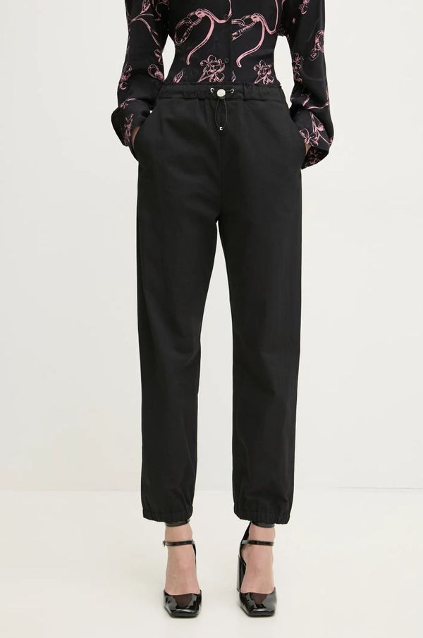 Moschino Jeans Hlače Moschino Jeans za žene, boja: crna, visoki struk, 0303 3224