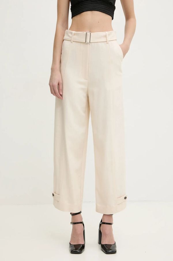 MSGM Hlače MSGM za žene, boja: bež, chinos kroj, visoki struk, 3841MDP09.257106