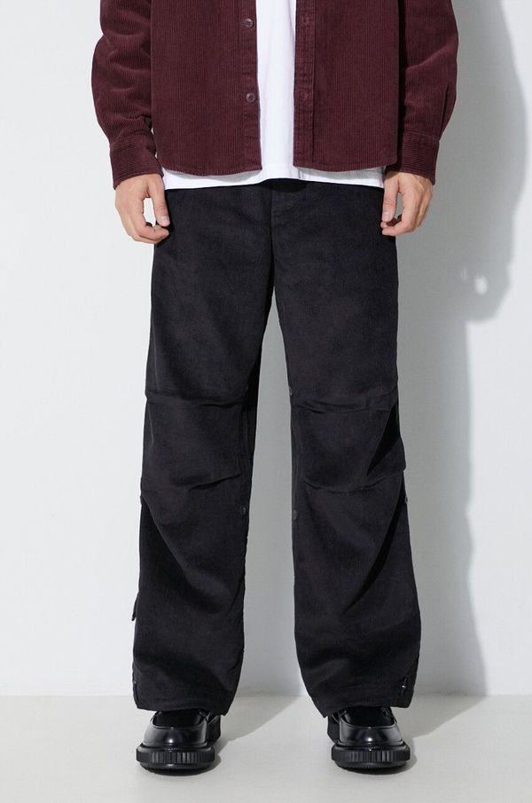Maharishi Hlače od samta Maharishi Original Snopants Loose boja: crna, ravni kroj, 4610.BLACK