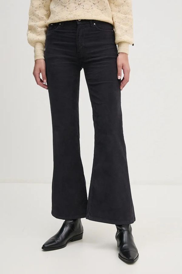Pepe Jeans Hlače od samta Pepe Jeans WILLA boja: siva, trapez, visoki struk, PL211786