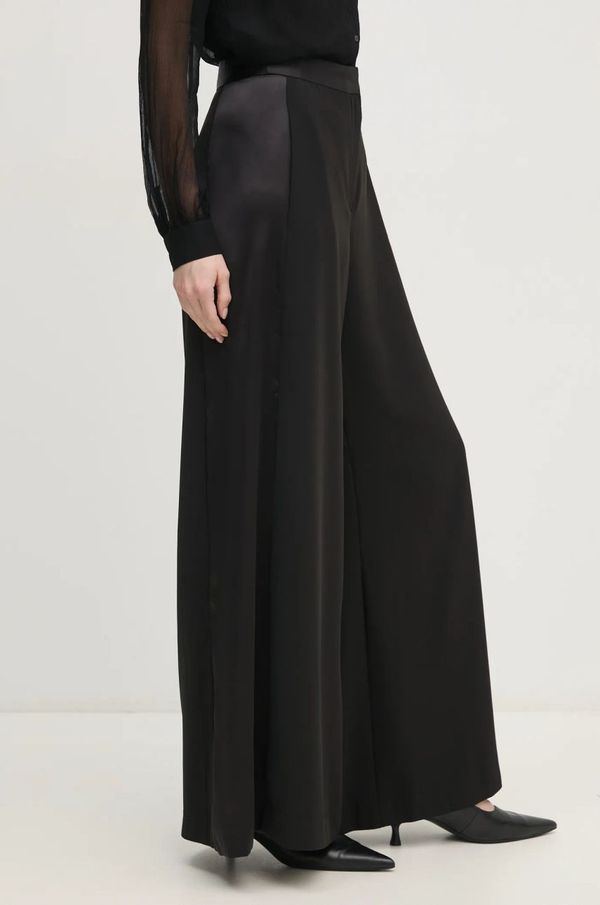 Pedro del Hierro Hlače Pedro del Hierro za žene, boja: crna, široke, visoki struk, 7608799