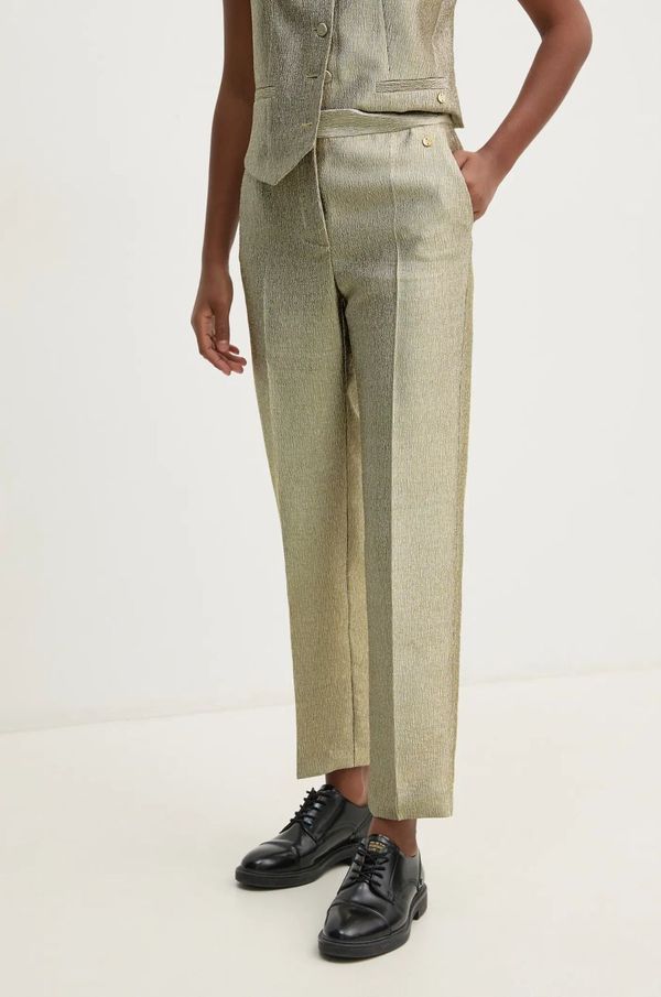 Pedro del Hierro Hlače Pedro del Hierro za žene, boja: zlatna, ravni kroj, visoki struk, 7608781