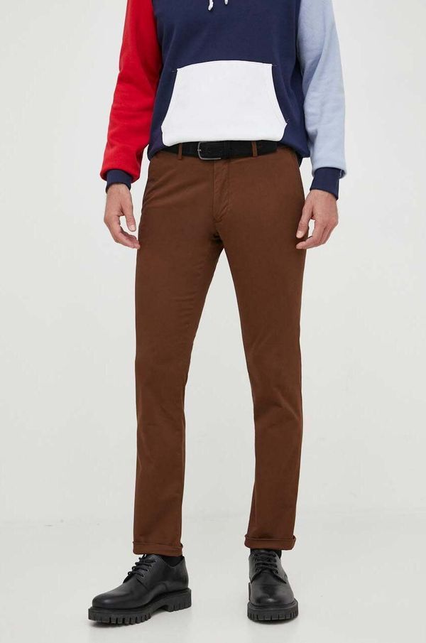 Polo Ralph Lauren Hlače Polo Ralph Lauren za muškarce, boja: smeđa, uski kroj