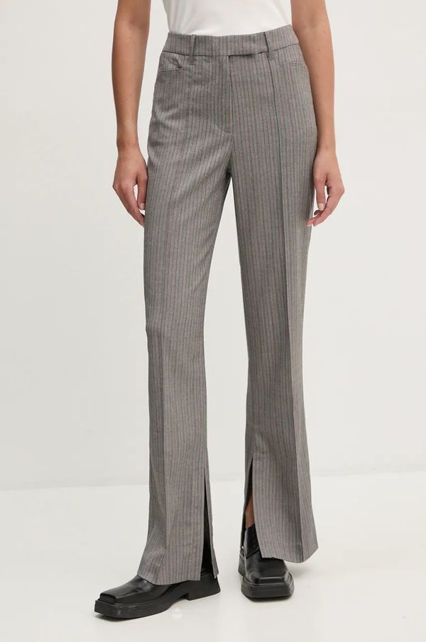 Remain Hlače Remain Herringbone Slim Pants za žene, boja: siva, široke, visoki struk, 5018733038