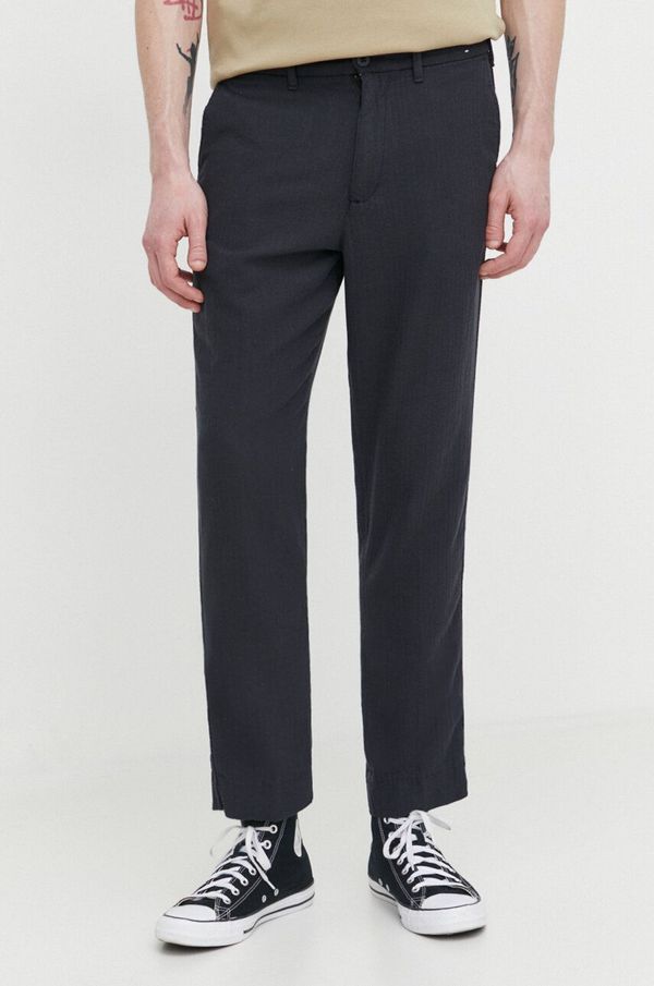 Abercrombie & Fitch Hlače s dodatkom lana Abercrombie & Fitch boja: crna, chinos kroj
