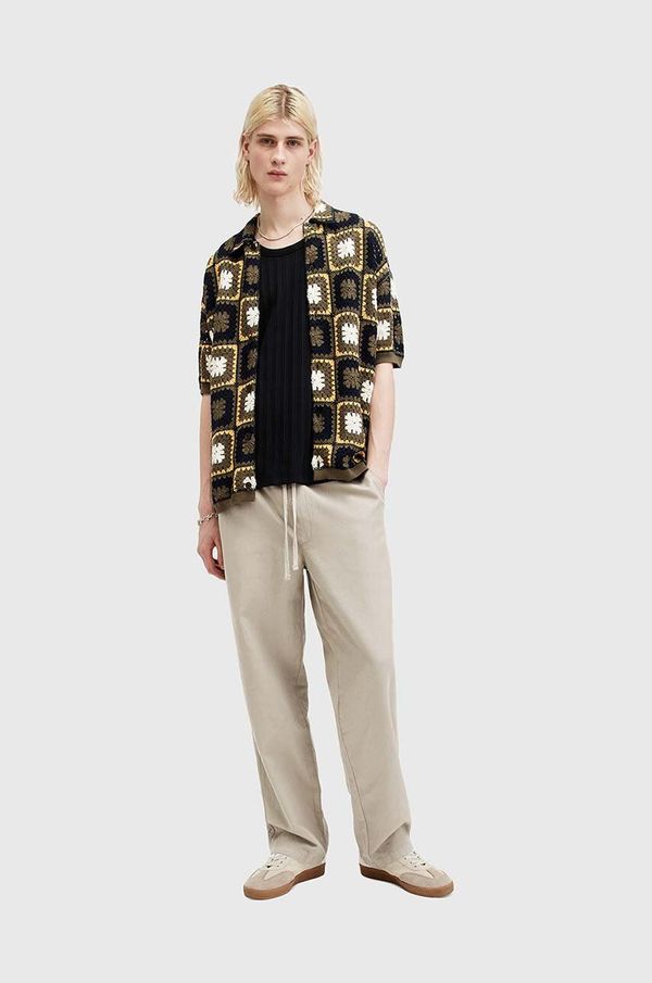 AllSaints Hlače s dodatkom lana AllSaints HANBURY TROUSERS boja: bež, ravni kroj, MF080Y