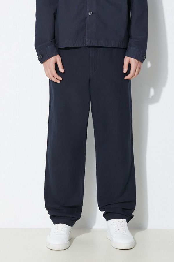 Norse Projects Hlače s dodatkom lana Norse Projects Ezra Relaxed Cotton Linen boja: tamno plava, chinos kroj, N25.0402.7004