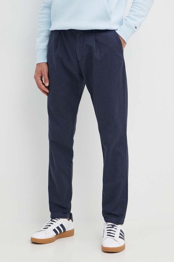 Tommy Hilfiger Hlače s dodatkom lana Tommy Hilfiger boja: tamno plava, chinos kroj