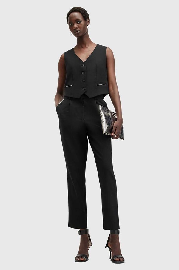 AllSaints Hlače s primjesom vune AllSaints ATLAS KRYS TROUSER boja: crna, chinos kroj, visoki struk, W007QB