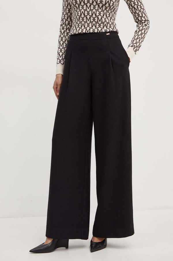 Armani Exchange Hlače s primjesom vune Armani Exchange boja: crna, široke, visoki struk, 6DYP18 YN1XZ