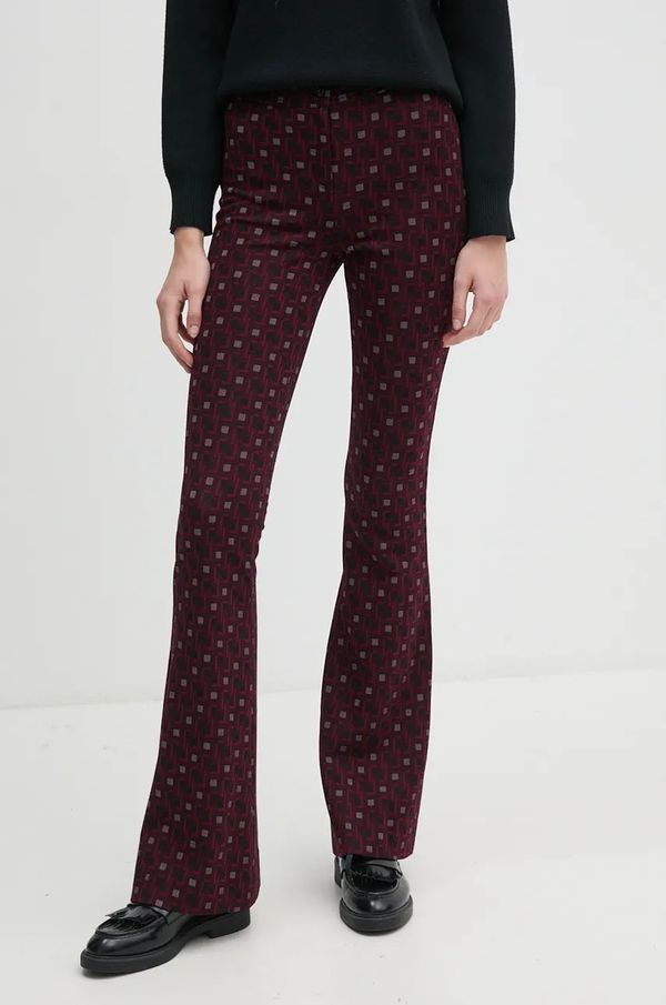 DIANE VON FURSTENBERG Hlače s primjesom vune DIANE VON FURSTENBERG boja: bordo, trapez, visoki struk, DVFPL3S001