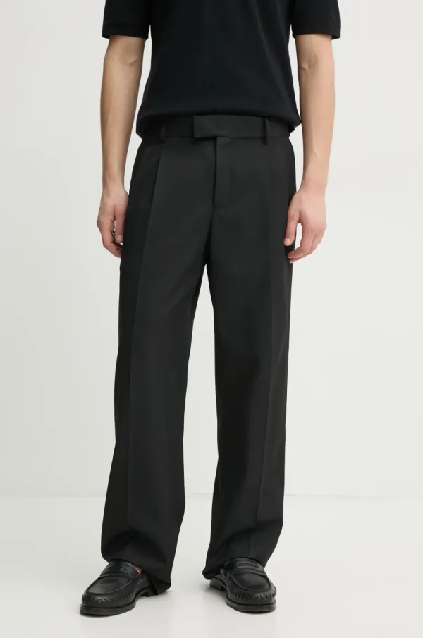 Drôle de Monsieur Hlače s primjesom vune Drôle de Monsieur Le Pantalon Golfeur boja: crna, ravni kroj, PERM-BP165-PL127-BL