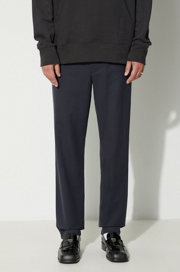 Norse Projects Hlače s primjesom vune Norse Projects Ezra Relaxed Cotton Wool Twill boja: tamno plava, chinos kroj, N25-0391-7004