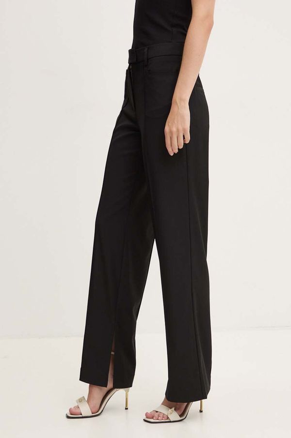 Remain Hlače s primjesom vune Remain Slim Suiting Pants boja: crna, ravni kroj, visoki struk, 501907100