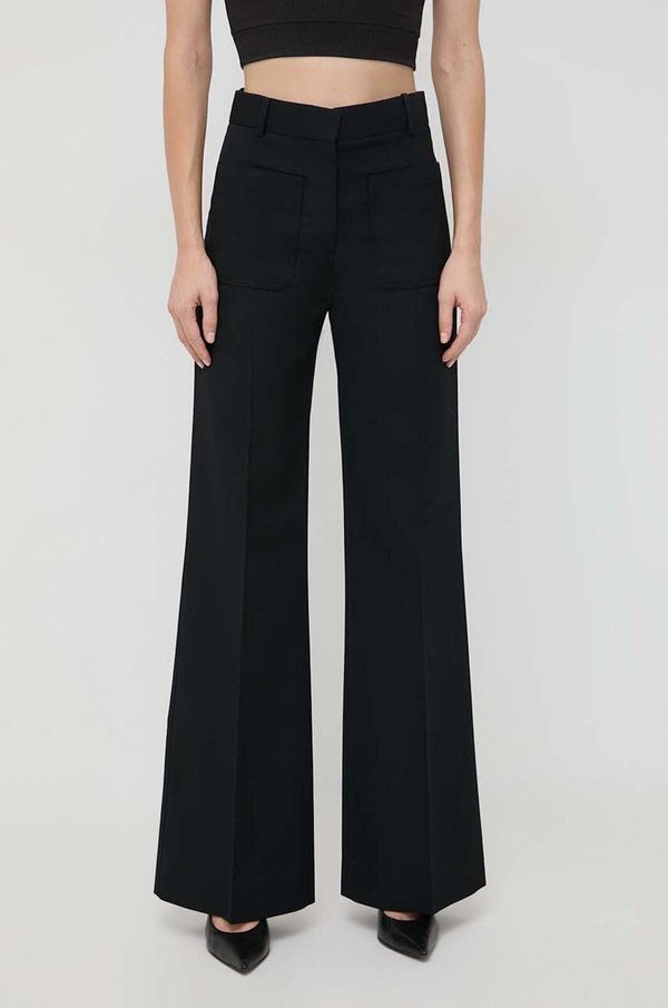 Victoria Beckham Hlače s primjesom vune Victoria Beckham boja: crna, široke, visoki struk