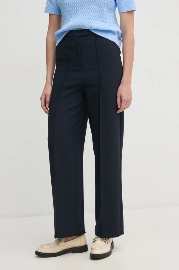 Tommy Hilfiger Hlače Tommy Hilfiger za žene, boja: tamno plava, ravni kroj, srednje visoki struk, WW0WW43875