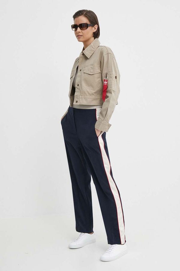 Tommy Hilfiger Hlače Tommy Hilfiger za žene, boja: tamno plava, uski kroj, visoki struk, WW0WW41607