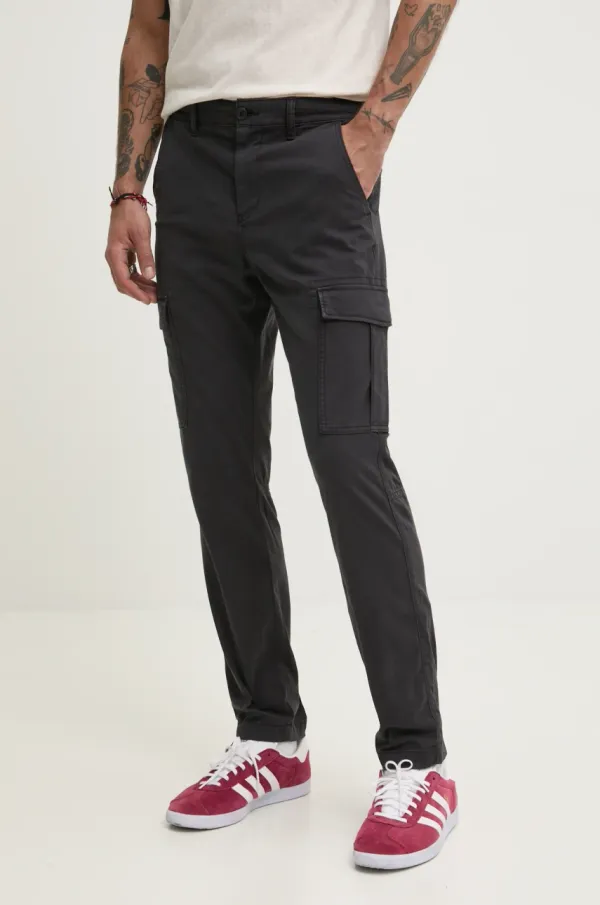 Tommy Jeans Hlače Tommy Jeans za muškarce, boja: crna, cargo kroj, DM0DM20281