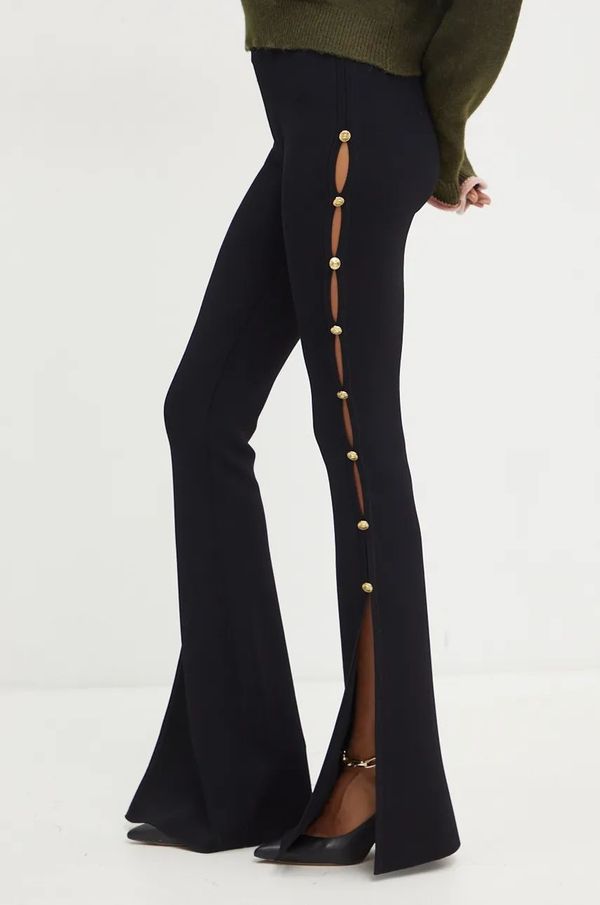 Versace Jeans Couture Hlače Versace Jeans Couture za žene, boja: crna, trapez, visoki struk, 77HAAMB4 CM61H