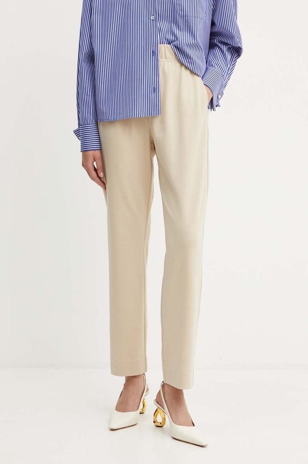 Weekend Max Mara Hlače Weekend Max Mara za žene, boja: bež, ravni kroj, visoki struk, 2425786031600