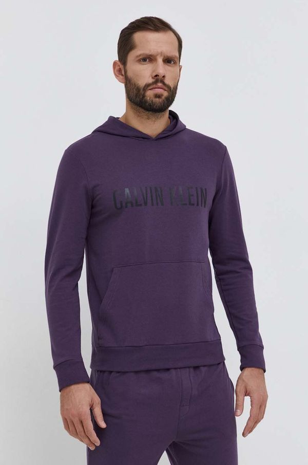 Calvin Klein Underwear Homewear dukserica Calvin Klein Underwear boja: ljubičasta, s kapuljačom, s tiskom