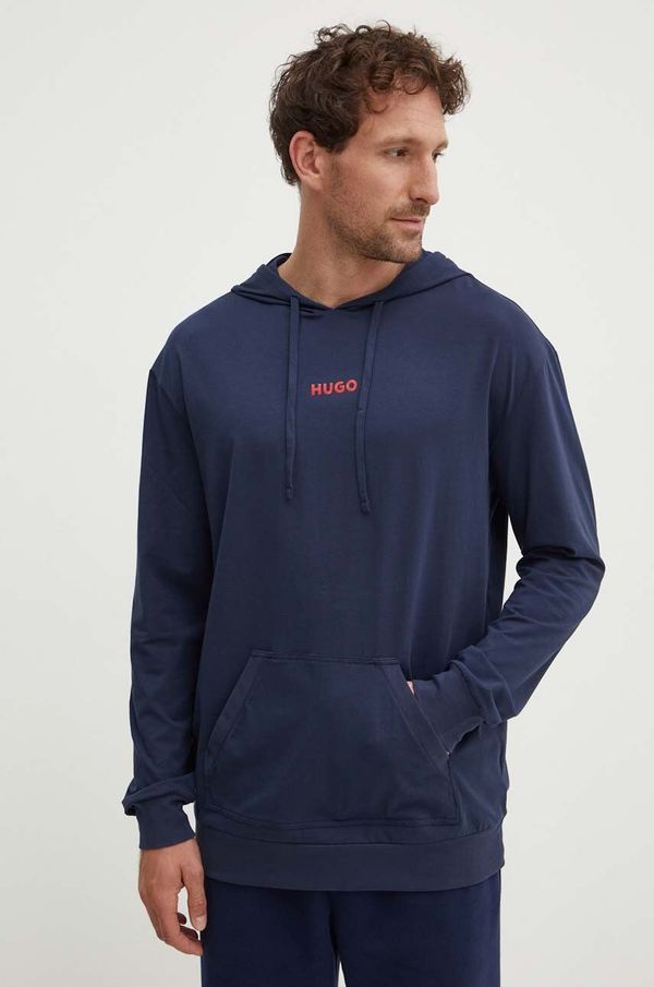 Hugo Homewear dukserica HUGO boja: tamno plava, s kapuljačom, s tiskom
