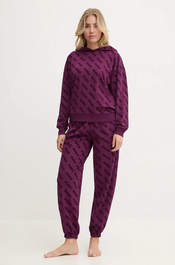 Hugo Homewear hlače HUGO boja: ljubičasta, s uzorkom, 50523411
