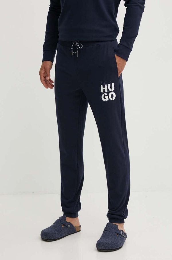 Hugo Homewear hlače HUGO boja: tamno plava, s tiskom, 50520450