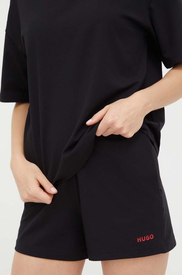 Hugo Homewear kratke hlače HUGO boja: crna, glatki materijal, visoki struk