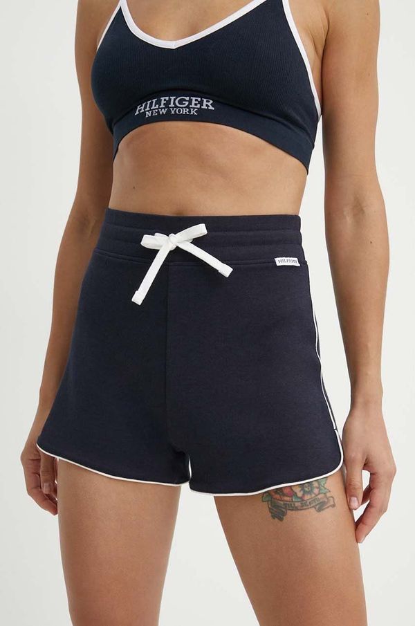 Tommy Hilfiger Homewear kratke hlače Tommy Hilfiger boja: tamno plava, bez uzorka, visoki struk, UW0UW05235