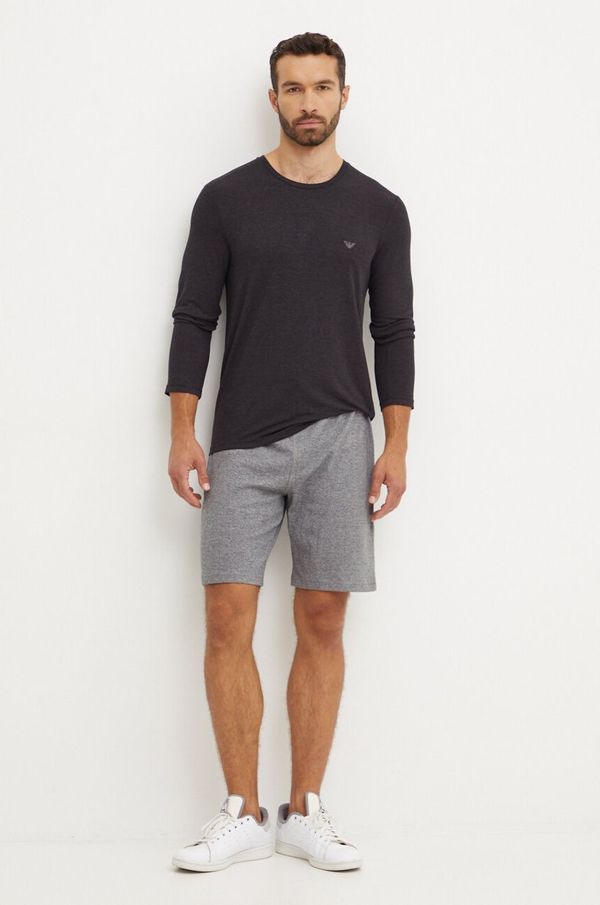 Emporio Armani Underwear Homewear majica dugih rukava Emporio Armani Underwear boja: siva, bez uzorka, 111653 4F584