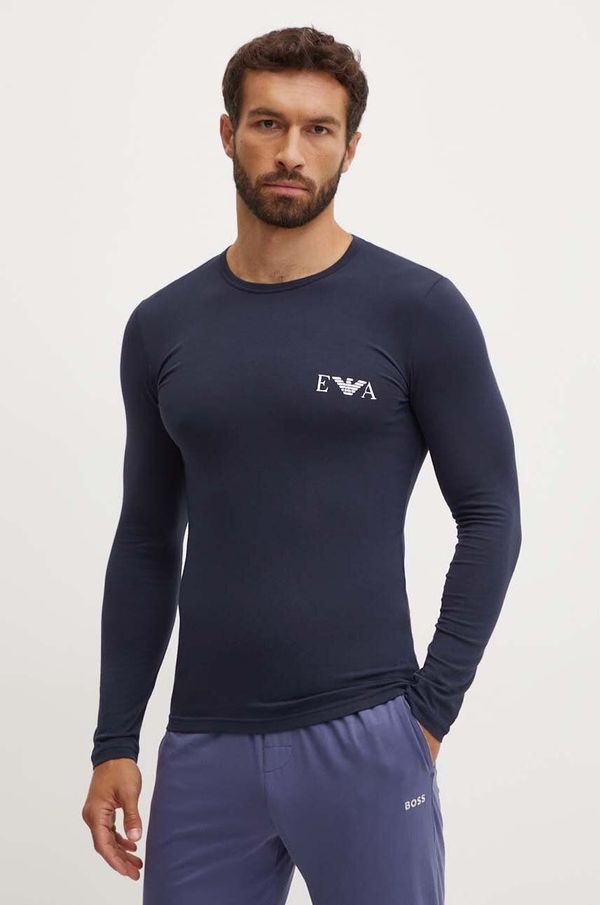 Emporio Armani Underwear Homewear majica dugih rukava Emporio Armani Underwear boja: tamno plava, s tiskom, 111023 4F715