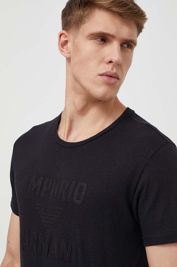 Emporio Armani Underwear Homewear majica kratkih rukava Emporio Armani Underwear boja: crna, s aplikacijom