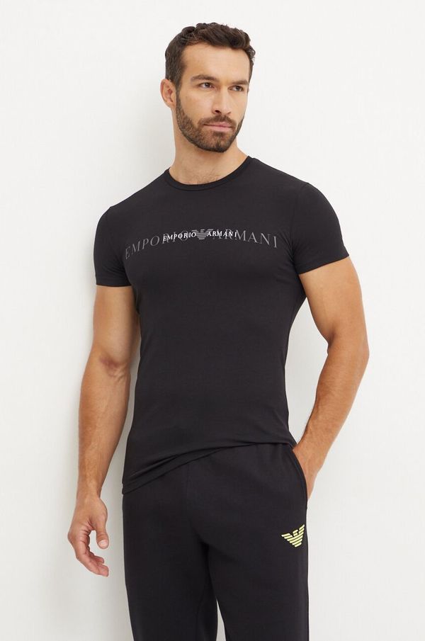 Emporio Armani Underwear Homewear majica kratkih rukava Emporio Armani Underwear boja: crna, s tiskom, 111035 4F729