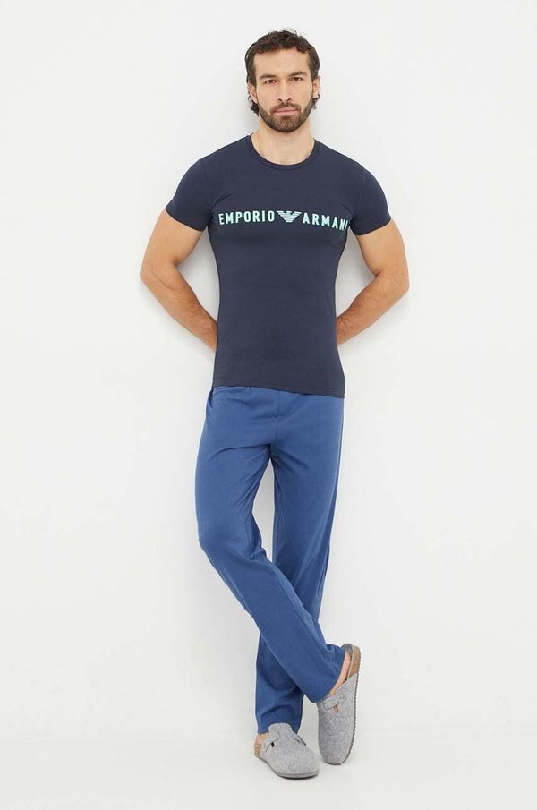 Emporio Armani Underwear Homewear majica kratkih rukava Emporio Armani Underwear boja: tamno plava, s tiskom