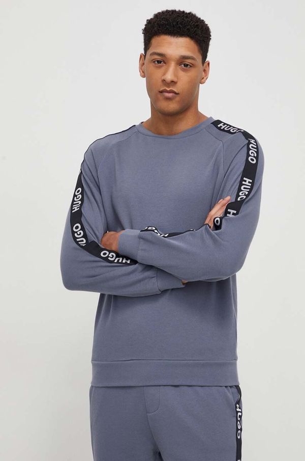 Hugo Homewear pamučna dukserica HUGO boja: siva, s aplikacijom, 50504273