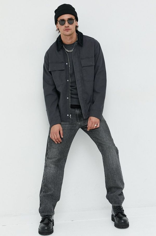 Abercrombie & Fitch Jakna Abercrombie & Fitch za muškarce, boja: siva, za prijelazno razdoblje, oversize