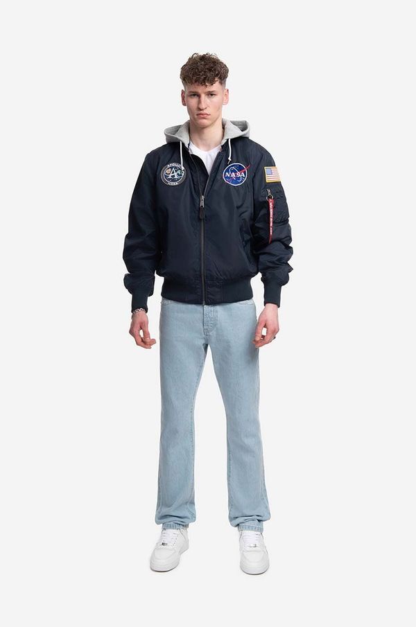 Alpha Industries Jakna Alpha Industries MA-1 Zip Hood Apollo za muškarce, boja: tamno plava, za prijelazno razdoblje, 136106.07-navy