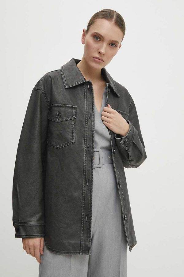 Answear Lab Jakna Answear Lab za žene, boja: siva, za prijelazno razdoblje, oversize