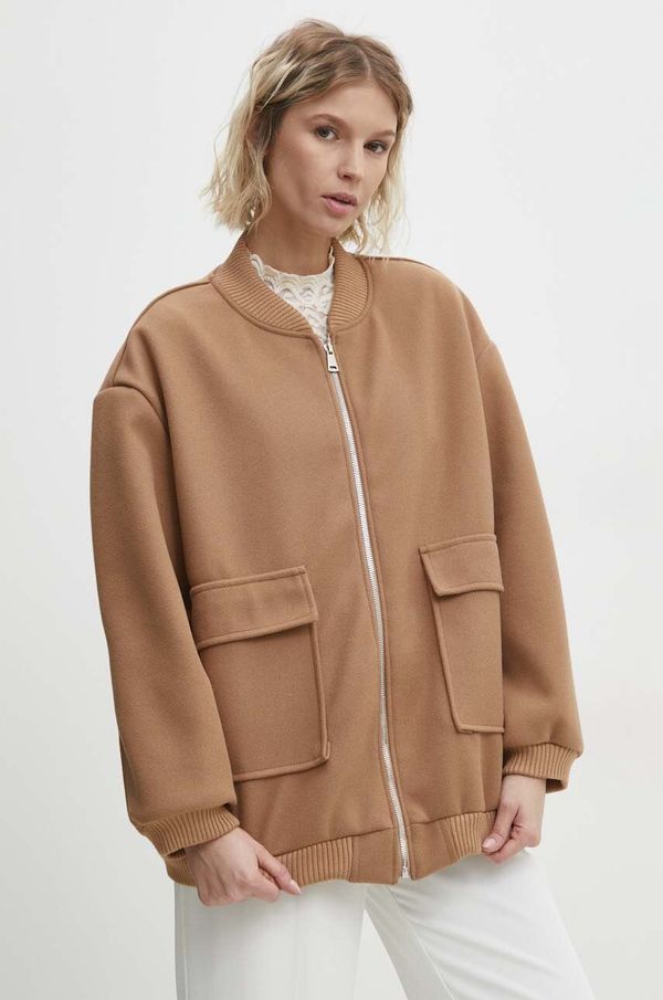 Answear Lab Jakna Answear Lab za žene, boja: smeđa, za prijelazno razdoblje, oversize