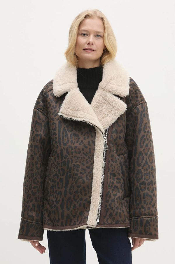 Answear Lab Jakna Answear Lab za žene, boja: smeđa, za prijelazno razdoblje, oversize
